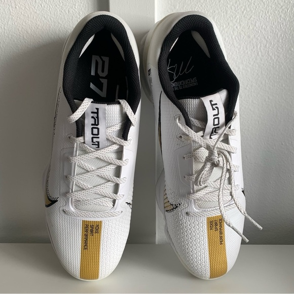 Nike Mens Force Zoom Trout 7 Pro White Gold 13 Baseball Metal Cleats CQ7224-106 - Picture 13 of 15